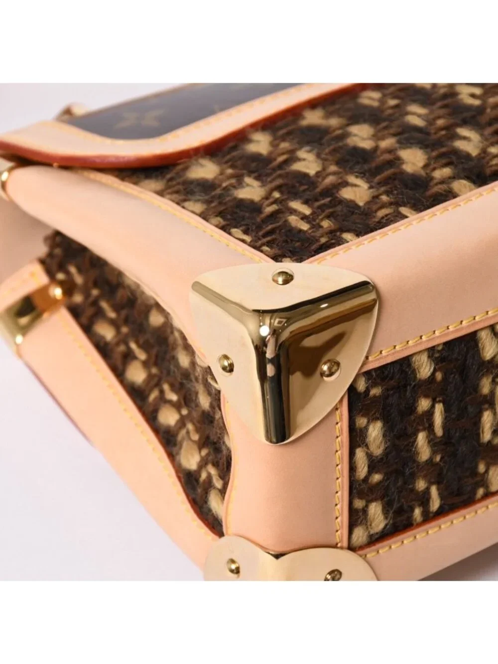 Louis Vuitton Monogram Tweedy Shoulder Bag World Limited Pieces Brown Gold